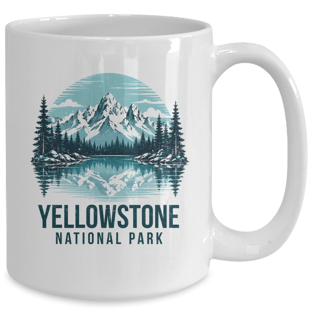 Yellowstone National Park Retro Mountain Lake Outdoor Hiking Mug | siriusteestore