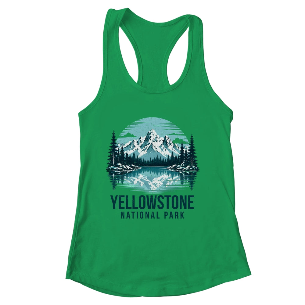 Yellowstone National Park Retro Mountain Lake Outdoor Hiking Shirt & Tank Top | siriusteestore
