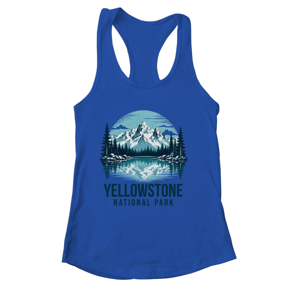 Yellowstone National Park Retro Mountain Lake Outdoor Hiking Shirt & Tank Top | siriusteestore
