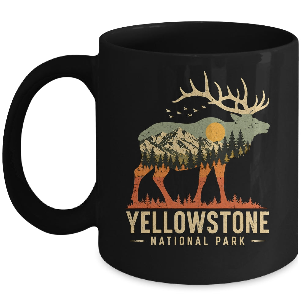 Yellowstone National Park Retro Outdoor Vintage Mountain Elk Mug | siriusteestore