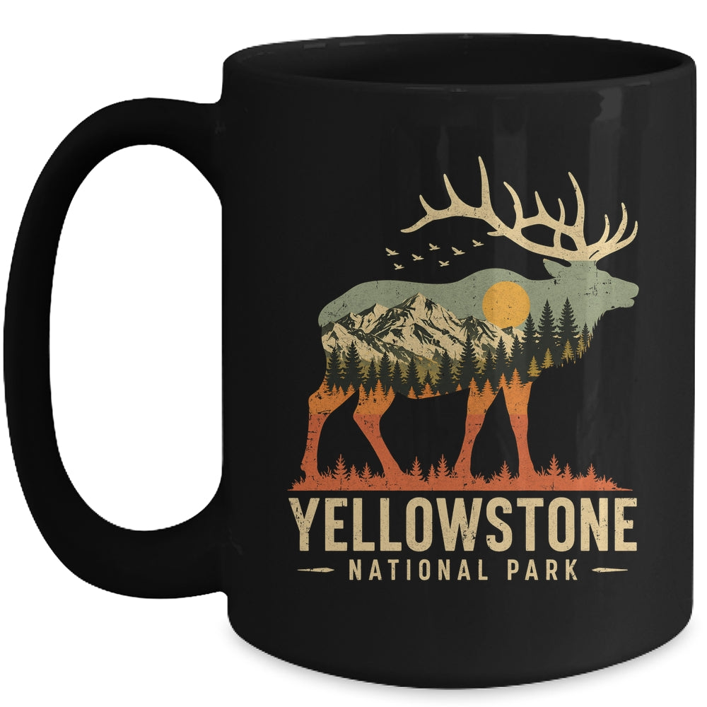Yellowstone National Park Retro Outdoor Vintage Mountain Elk Mug | siriusteestore