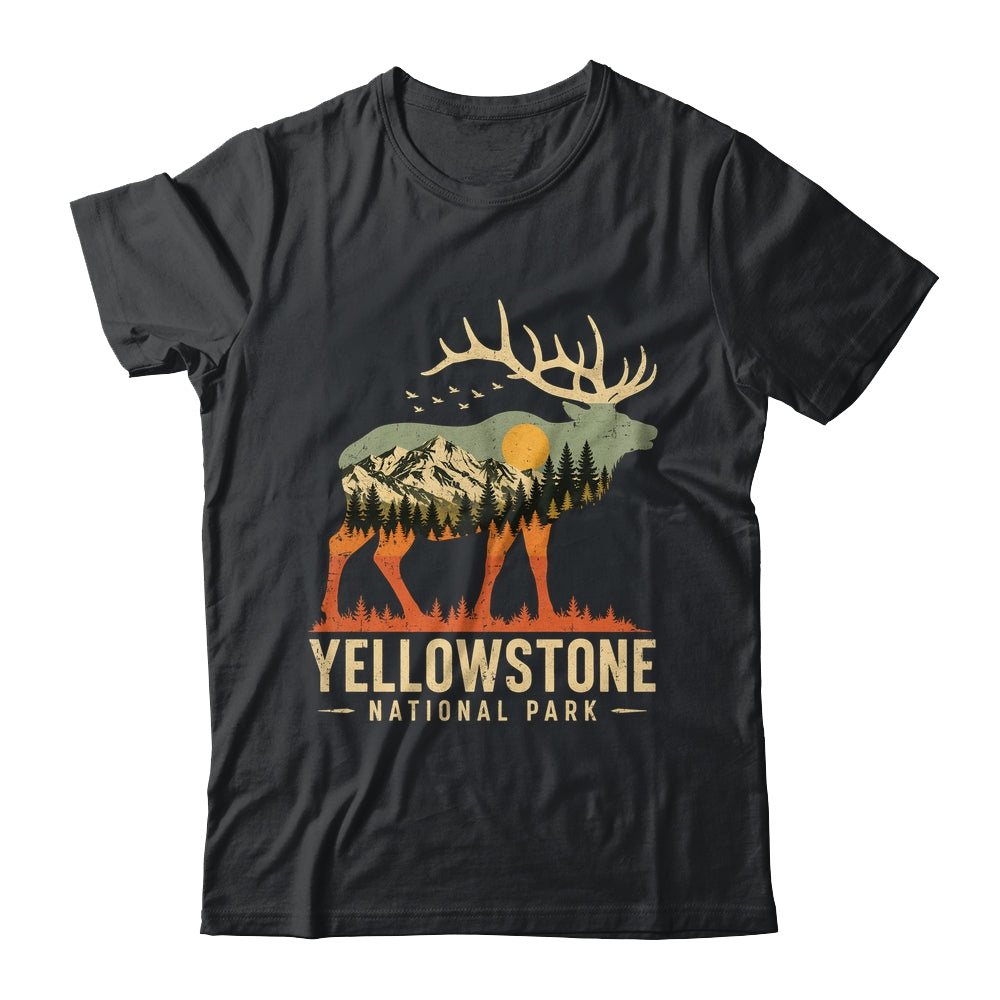 Yellowstone National Park Retro Outdoor Vintage Mountain Elk Shirt & Tank Top | siriusteestore