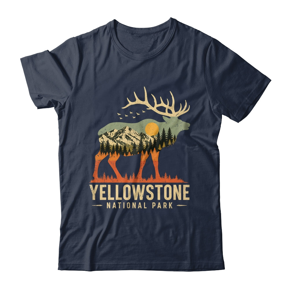 Yellowstone National Park Retro Outdoor Vintage Mountain Elk Shirt & Tank Top | siriusteestore