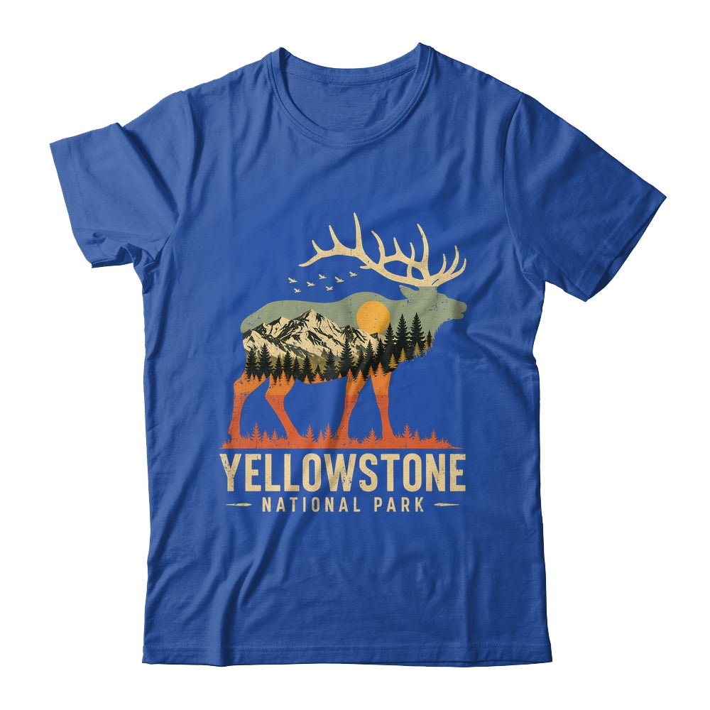 Yellowstone National Park Retro Outdoor Vintage Mountain Elk Shirt & Tank Top | siriusteestore