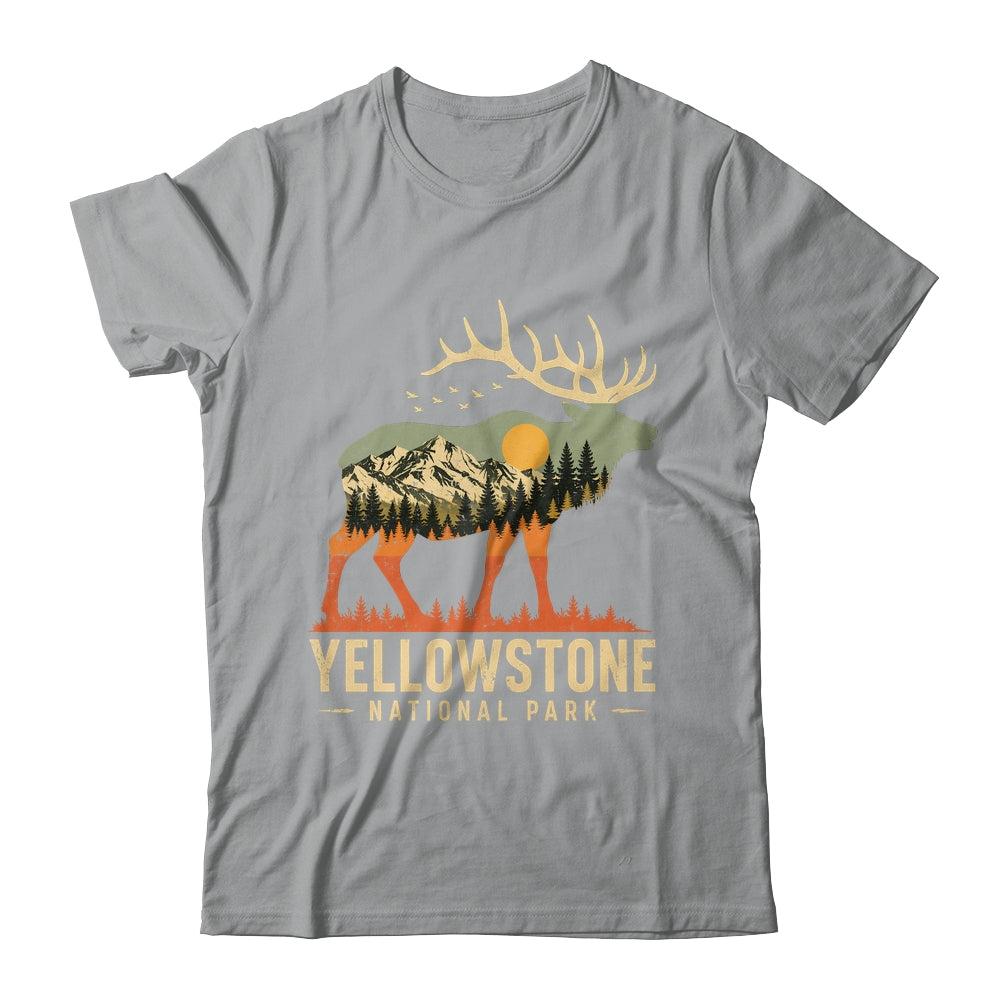 Yellowstone National Park Retro Outdoor Vintage Mountain Elk Shirt & Tank Top | siriusteestore