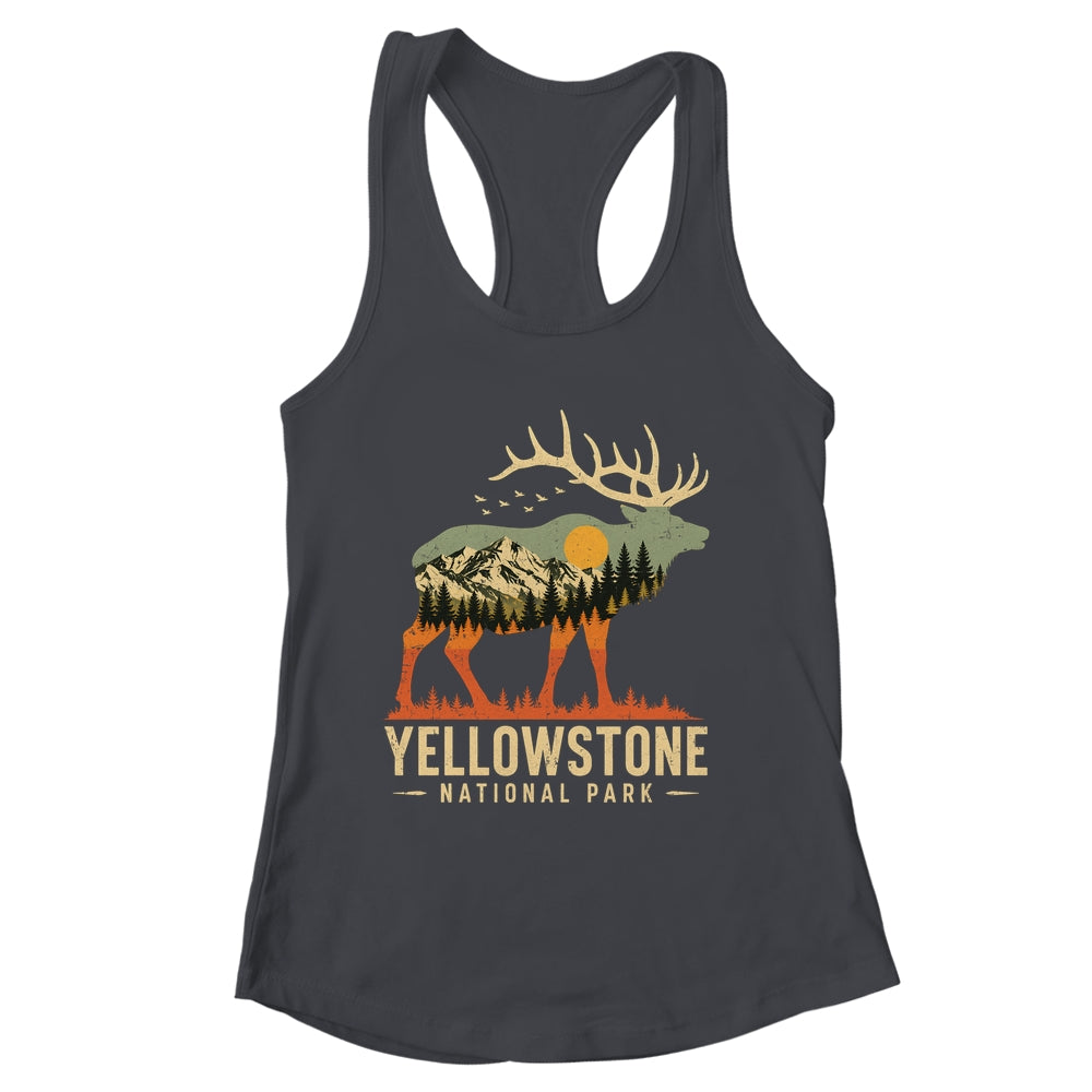 Yellowstone National Park Retro Outdoor Vintage Mountain Elk Shirt & Tank Top | siriusteestore