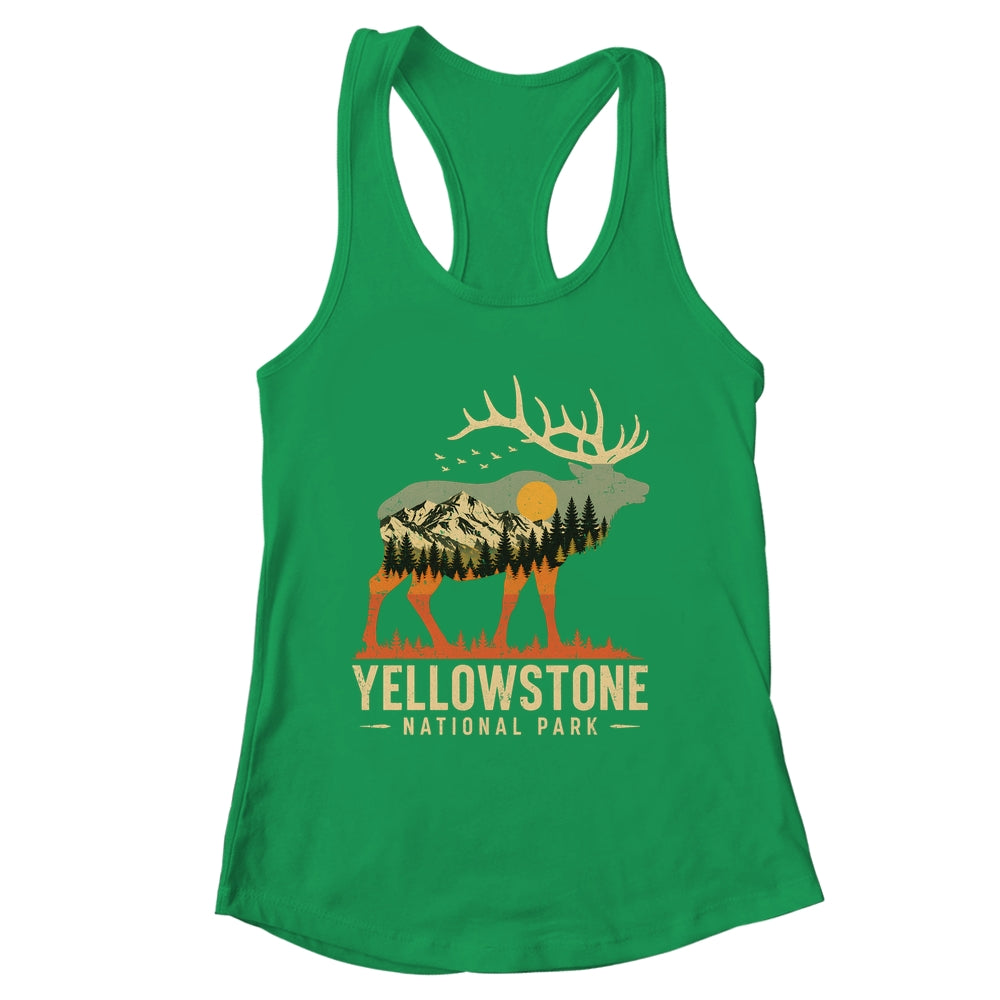 Yellowstone National Park Retro Outdoor Vintage Mountain Elk Shirt & Tank Top | siriusteestore