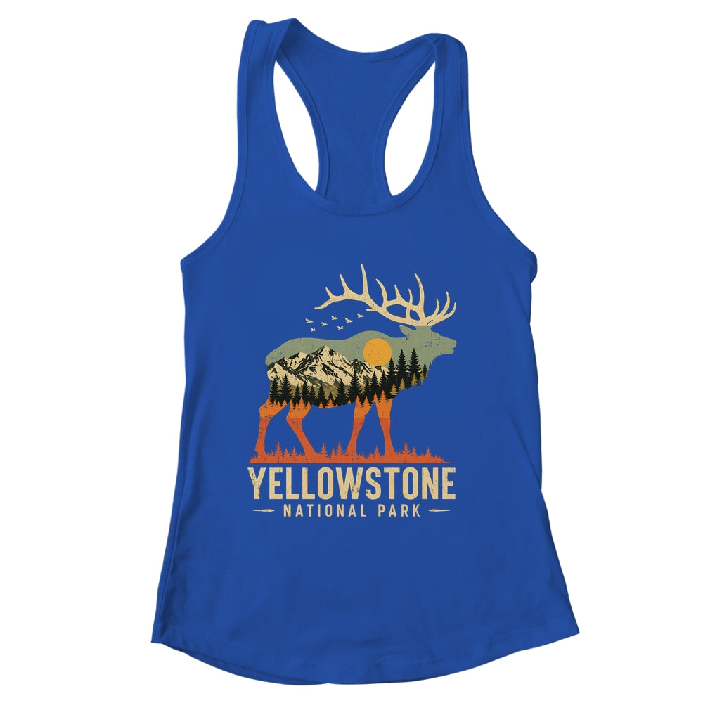 Yellowstone National Park Retro Outdoor Vintage Mountain Elk Shirt & Tank Top | siriusteestore