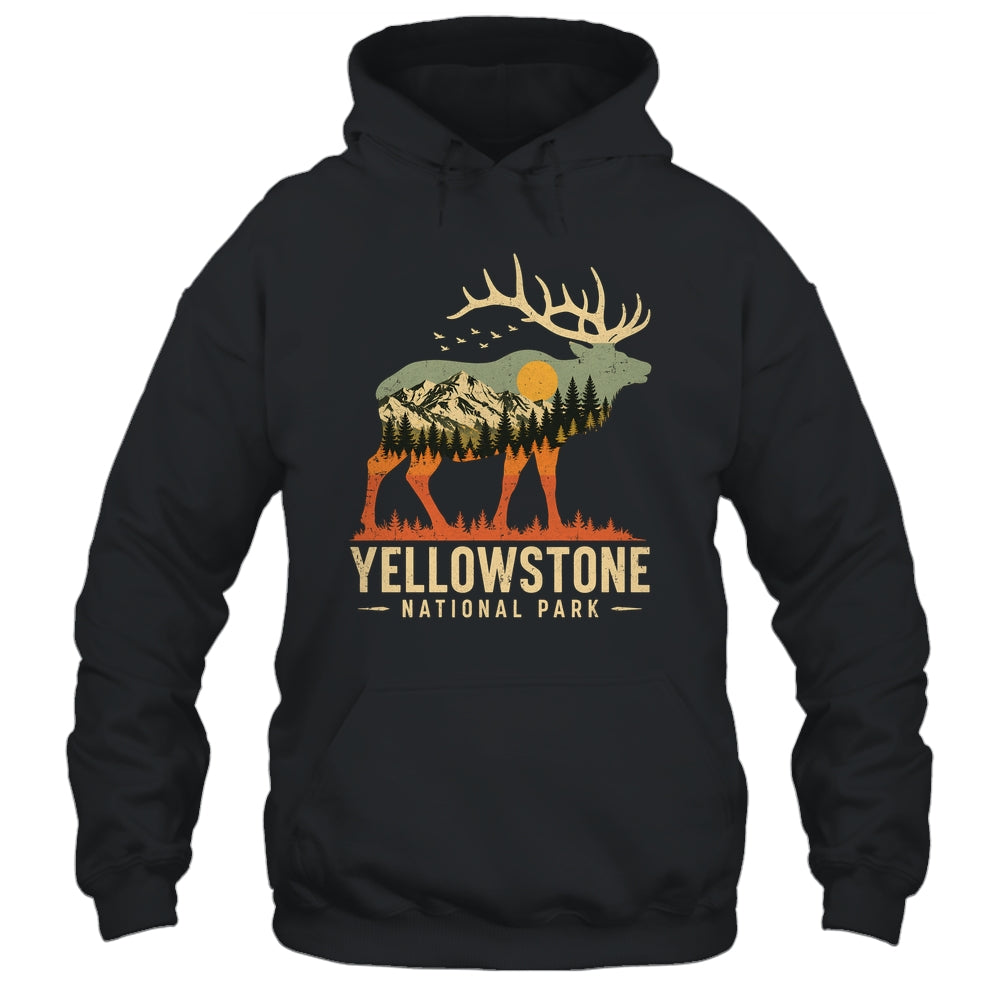 Yellowstone National Park Retro Outdoor Vintage Mountain Elk Shirt & Tank Top | siriusteestore
