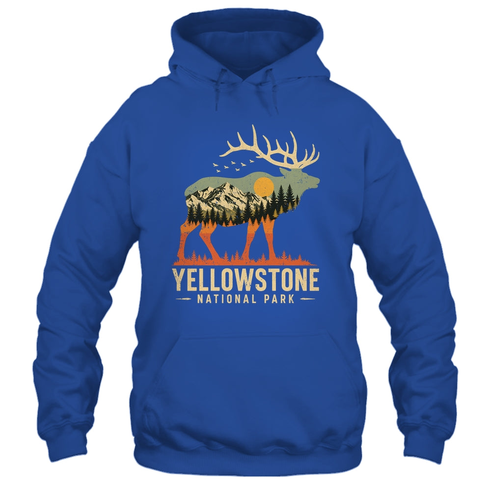Yellowstone National Park Retro Outdoor Vintage Mountain Elk Shirt & Tank Top | siriusteestore