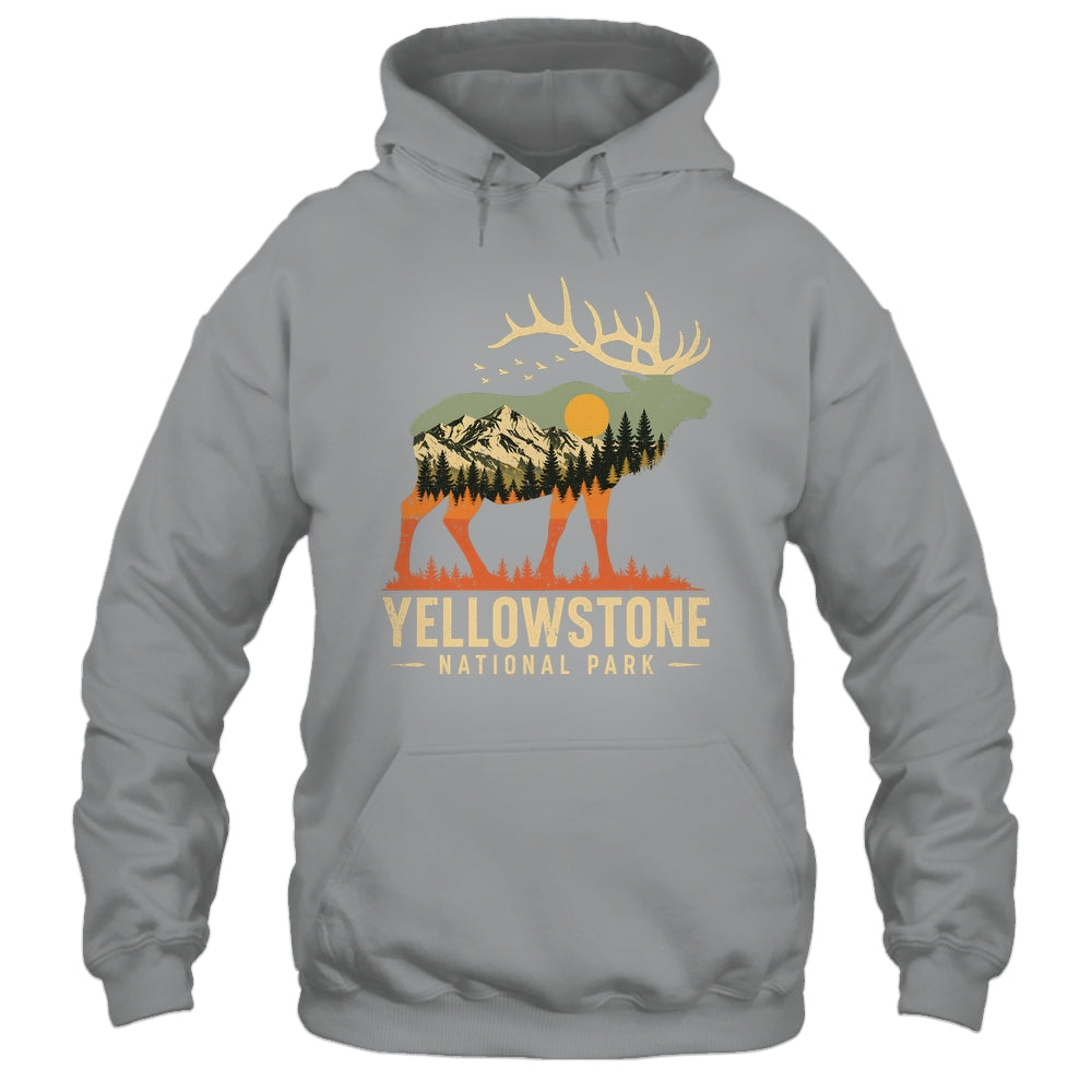 Yellowstone National Park Retro Outdoor Vintage Mountain Elk Shirt & Tank Top | siriusteestore