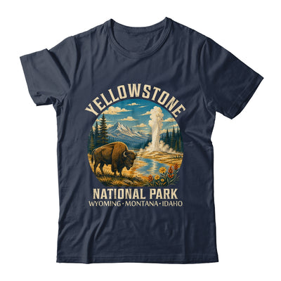Yellowstone National Park Vintage Bison Geyser Camping Shirt & Tank Top | siriusteestore
