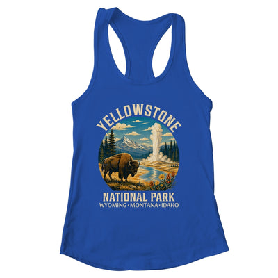 Yellowstone National Park Vintage Bison Geyser Camping Shirt & Tank Top | siriusteestore