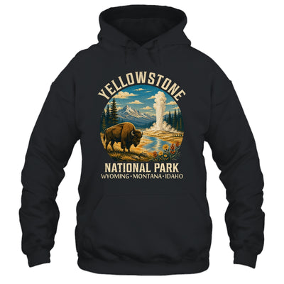 Yellowstone National Park Vintage Bison Geyser Camping Shirt & Tank Top | siriusteestore