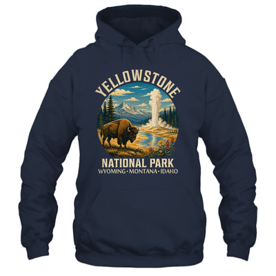 Yellowstone National Park Vintage Bison Geyser Camping Shirt & Tank Top | siriusteestore