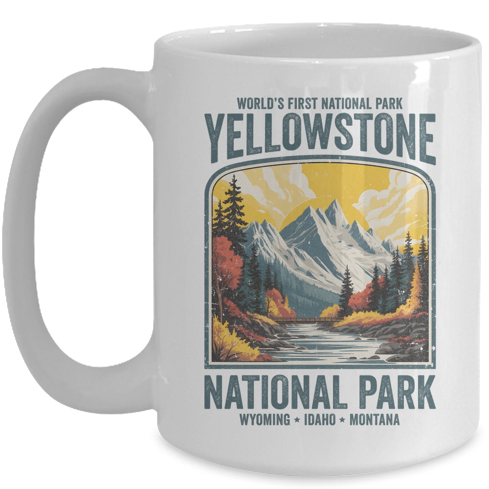 Yellowstone National Park Vintage Hiking Camping Nature Mug | siriusteestore