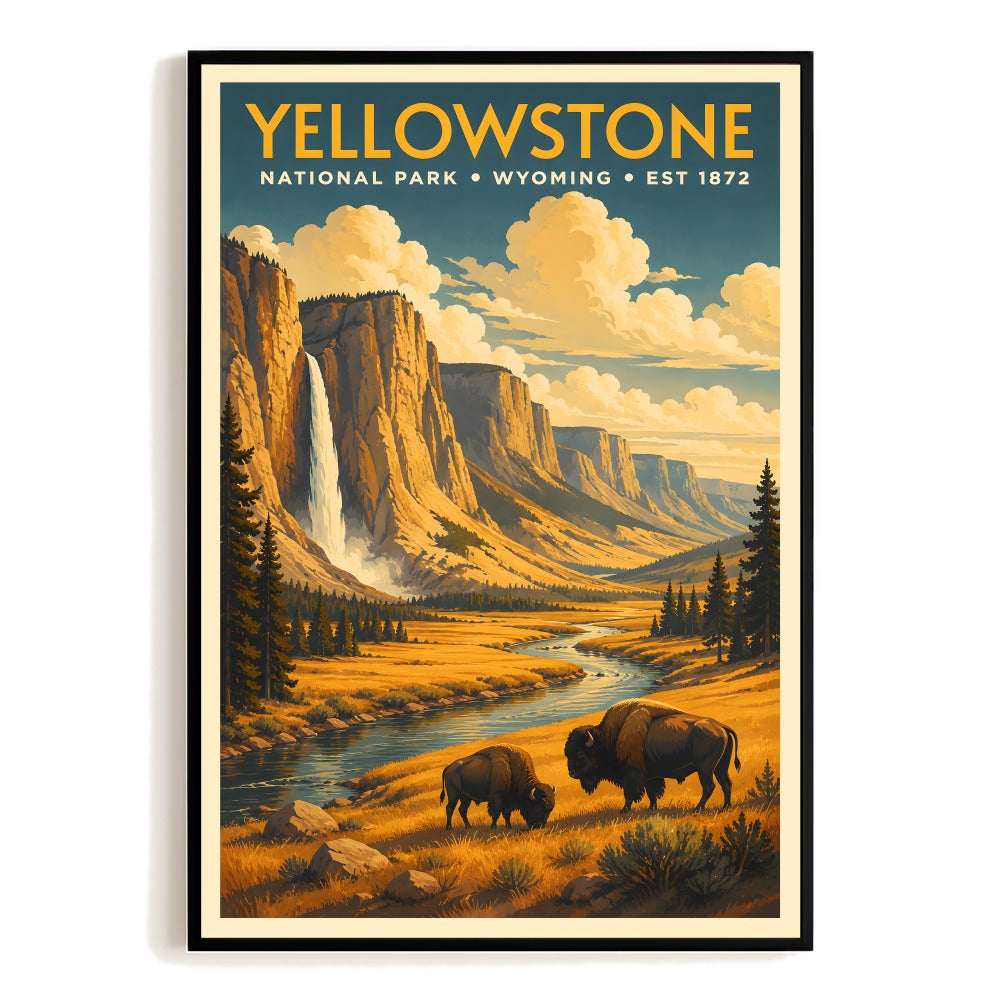 Yellowstone National Park Vintage Travel Poster Wyoming Landscape Canvas Wall Art Nature Painting For Home Living Room Bedroom Office Dorm Decor Unframed | siriusteestore