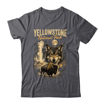 Yellowstone National Park Wolf And Bison Geyser Vintage Men Shirt & Hoodie | siriusteestore