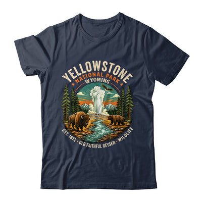 Yellowstone National Park Wyoming Bison Geyser Badge Travel Shirt & Tank Top | siriusteestore