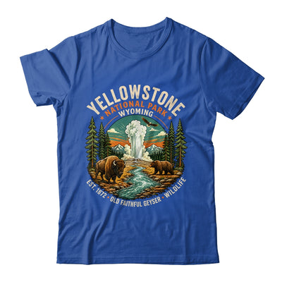 Yellowstone National Park Wyoming Bison Geyser Badge Travel Shirt & Tank Top | siriusteestore