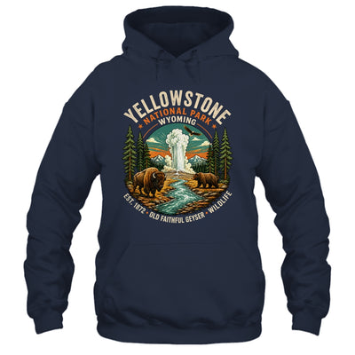 Yellowstone National Park Wyoming Bison Geyser Badge Travel Shirt & Tank Top | siriusteestore