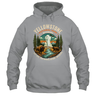 Yellowstone National Park Wyoming Bison Geyser Badge Travel Shirt & Tank Top | siriusteestore