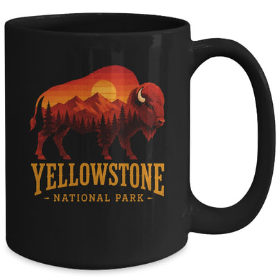Yellowstone National Park Wyoming Retro Bison Sunset Vintage Mug | siriusteestore