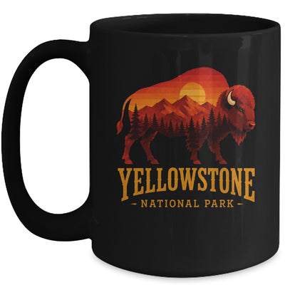 Yellowstone National Park Wyoming Retro Bison Sunset Vintage Mug | siriusteestore