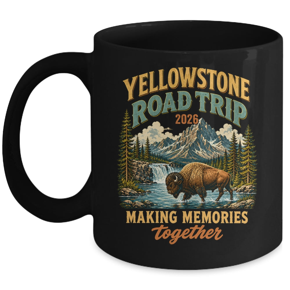 Yellowstone Road Trip 2026 Bison Waterfall Family Memories Mug | siriusteestore