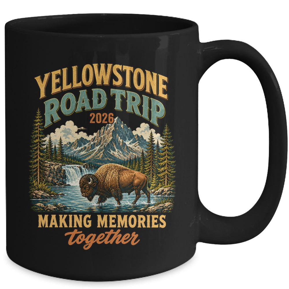 Yellowstone Road Trip 2026 Bison Waterfall Family Memories Mug | siriusteestore