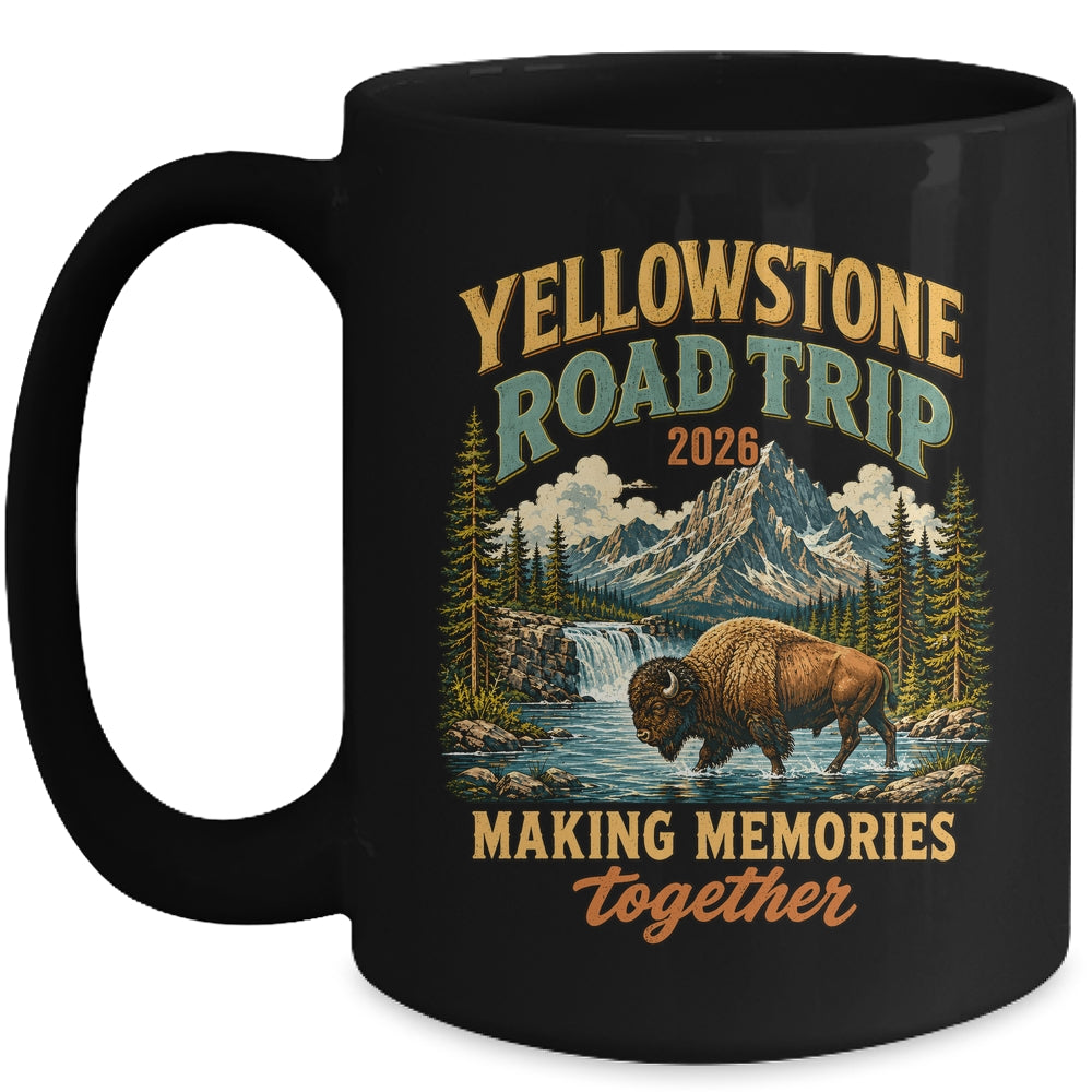Yellowstone Road Trip 2026 Bison Waterfall Family Memories Mug | siriusteestore