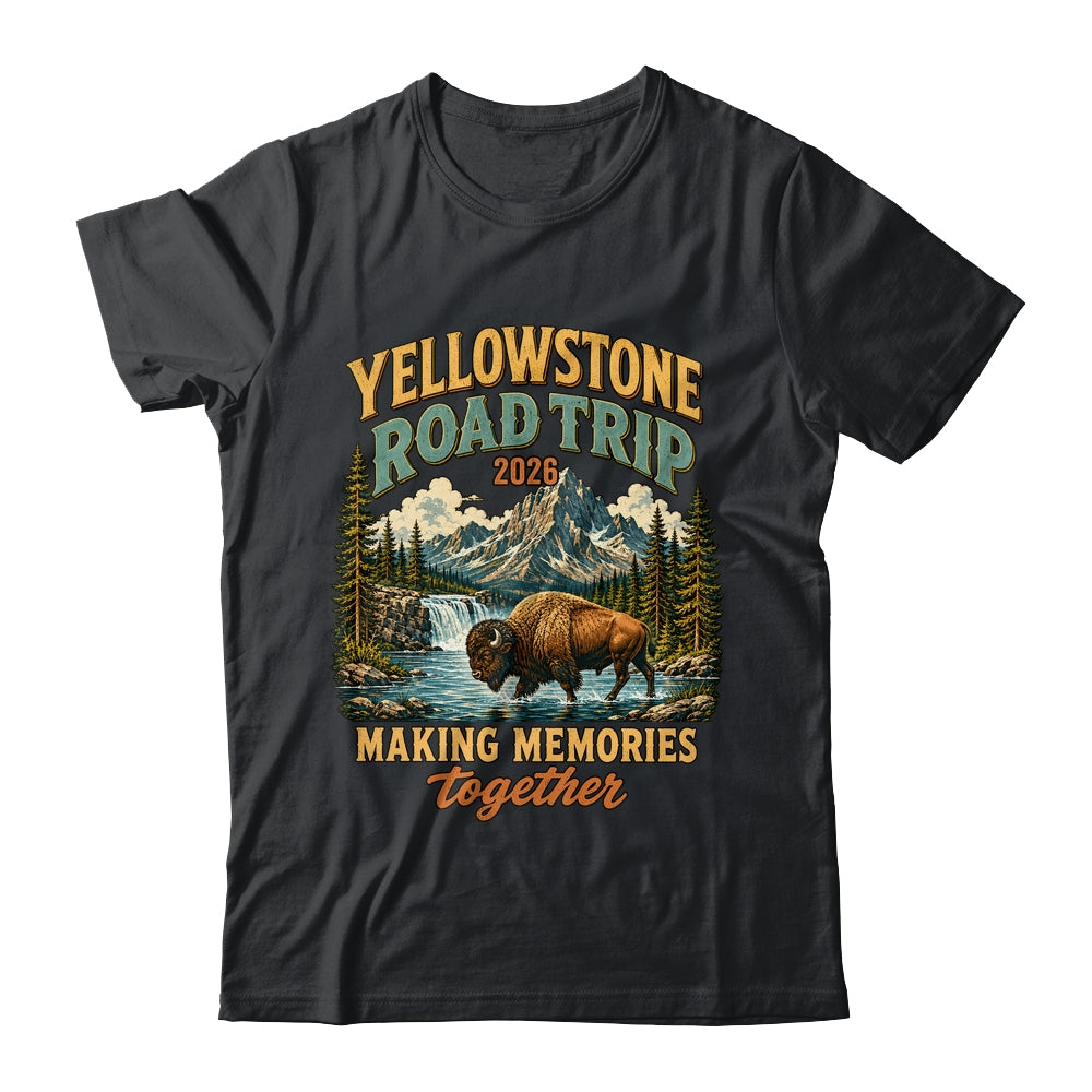 Yellowstone Road Trip 2026 Bison Waterfall Family Memories Shirt & Tank Top | siriusteestore