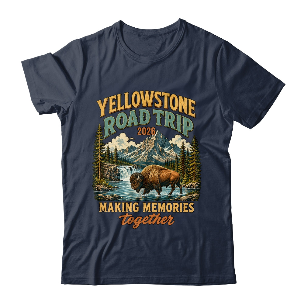 Yellowstone Road Trip 2026 Bison Waterfall Family Memories Shirt & Tank Top | siriusteestore