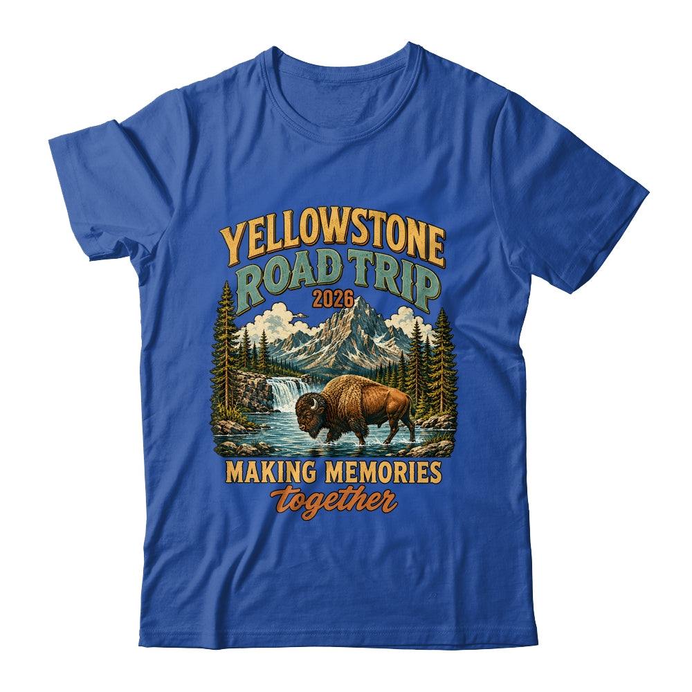 Yellowstone Road Trip 2026 Bison Waterfall Family Memories Shirt & Tank Top | siriusteestore