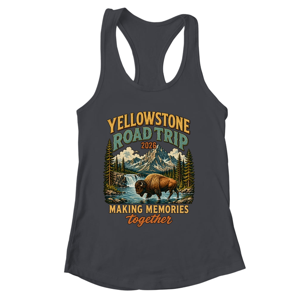Yellowstone Road Trip 2026 Bison Waterfall Family Memories Shirt & Tank Top | siriusteestore