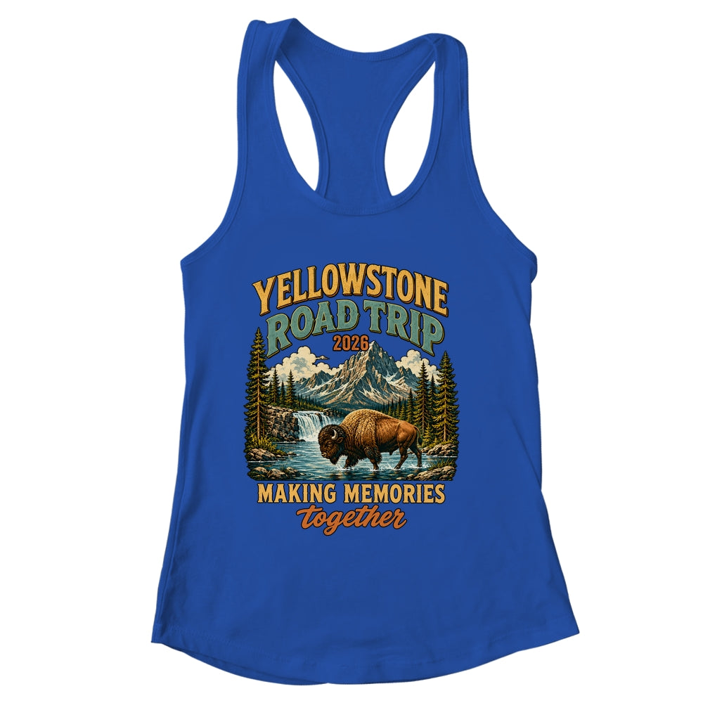Yellowstone Road Trip 2026 Bison Waterfall Family Memories Shirt & Tank Top | siriusteestore