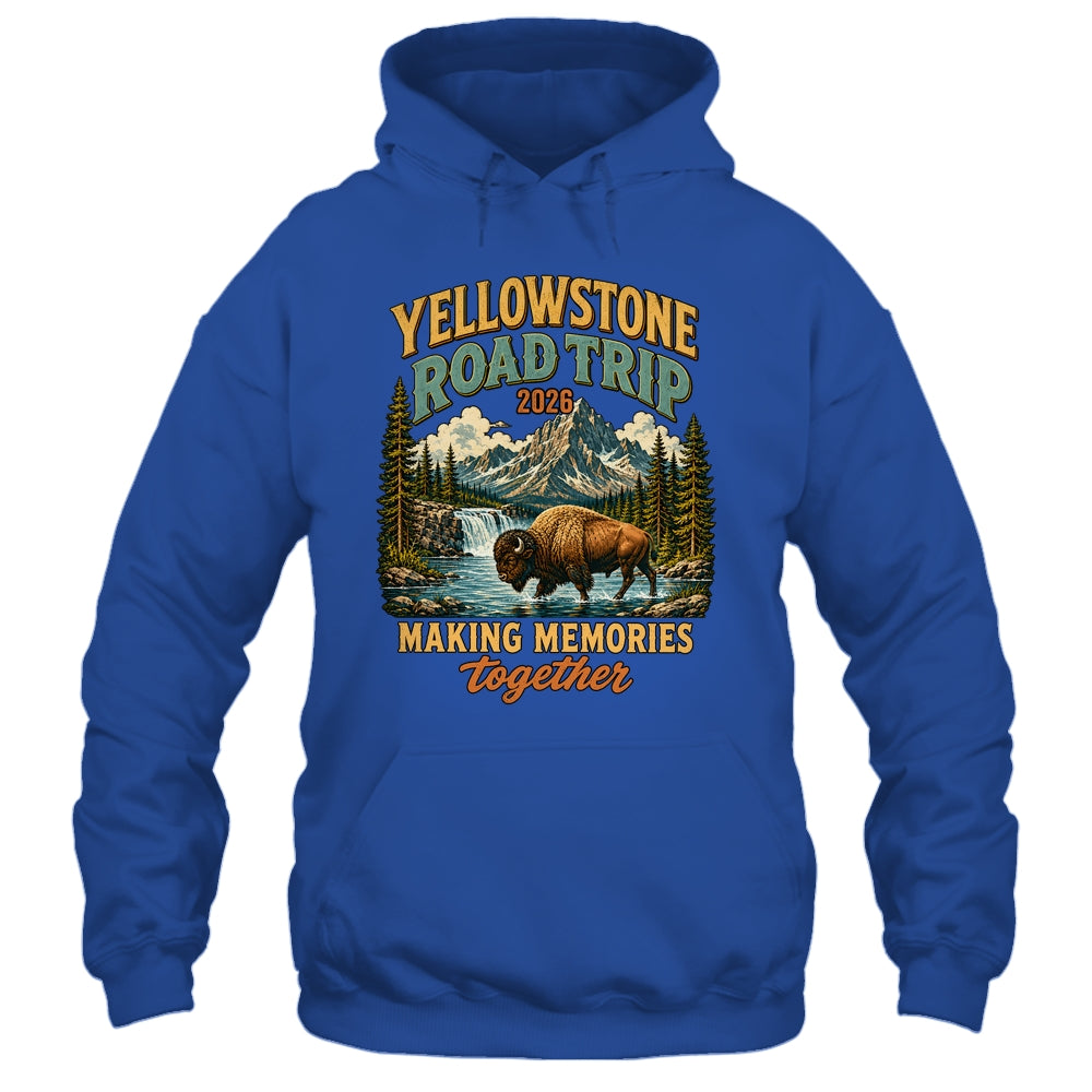 Yellowstone Road Trip 2026 Bison Waterfall Family Memories Shirt & Tank Top | siriusteestore