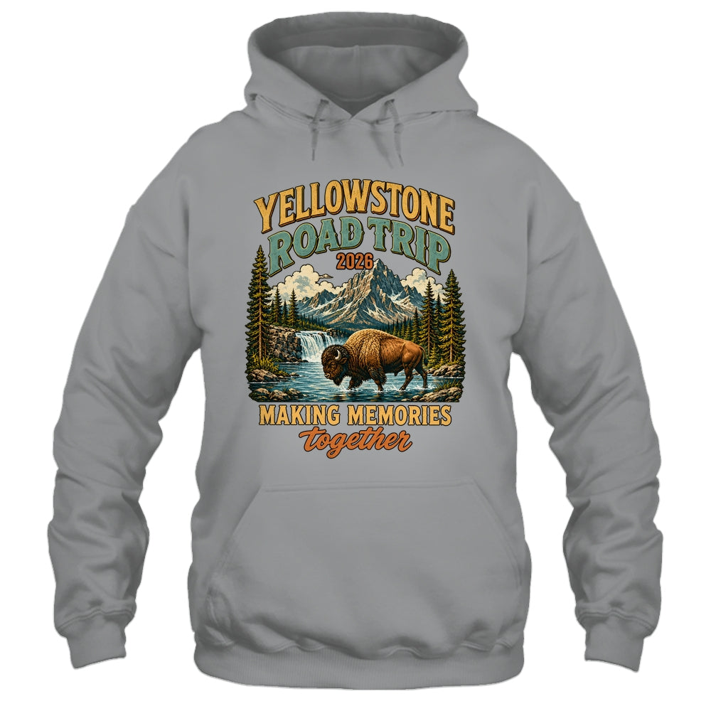 Yellowstone Road Trip 2026 Bison Waterfall Family Memories Shirt & Tank Top | siriusteestore