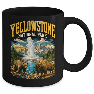 Yellowstone Us National Park Bear Wolf Bison Geyser Vintage Mug | siriusteestore