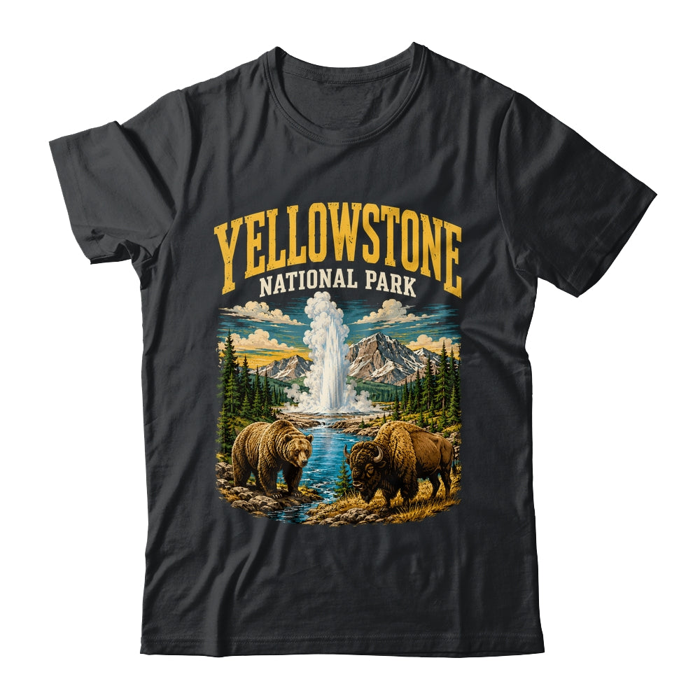 Yellowstone Us National Park Bear Wolf Bison Geyser Vintage Shirt & Tank Top | siriusteestore