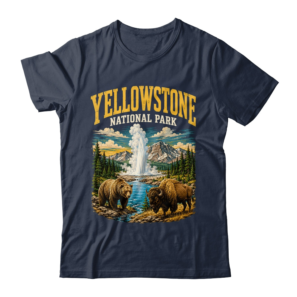 Yellowstone Us National Park Bear Wolf Bison Geyser Vintage Shirt & Tank Top | siriusteestore