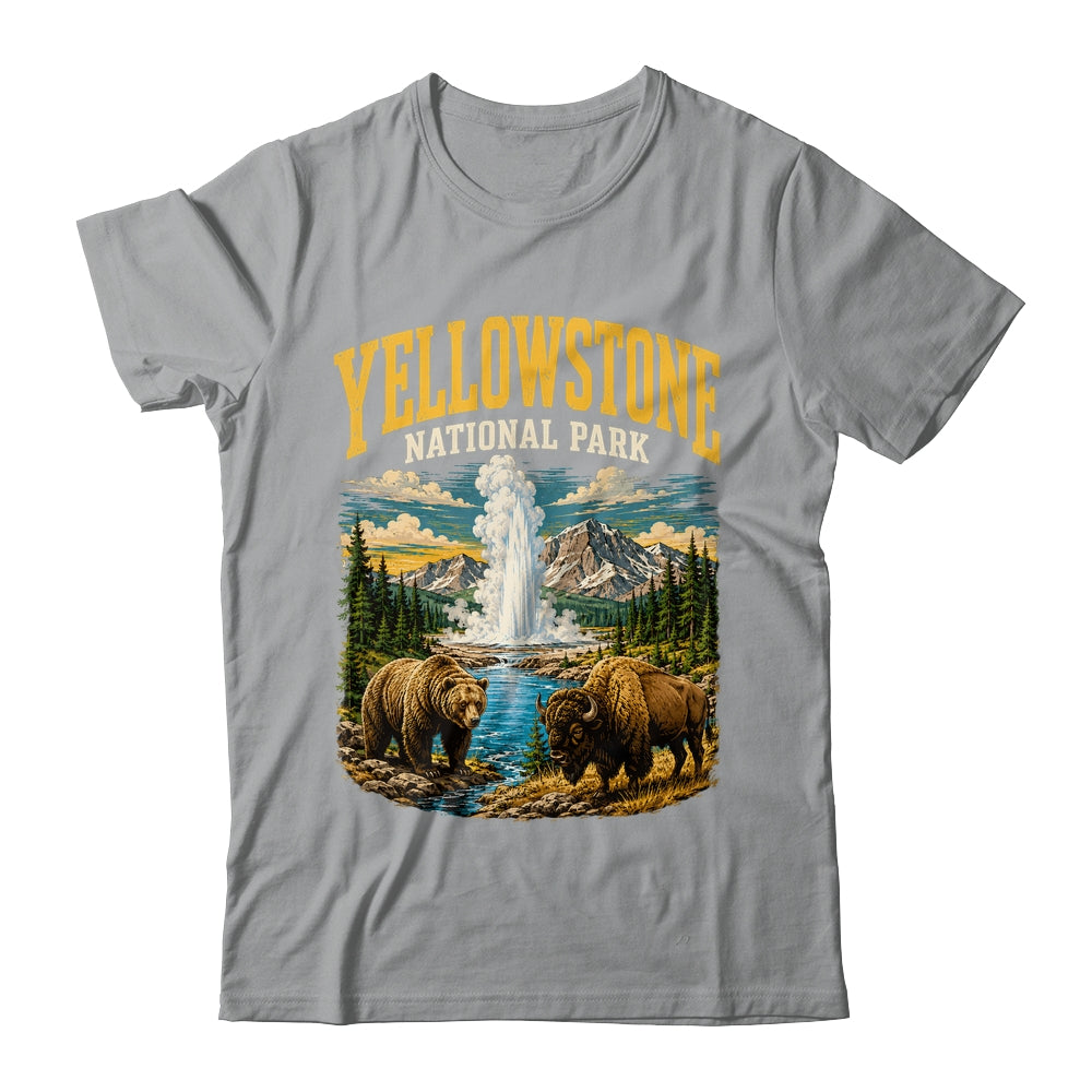 Yellowstone Us National Park Bear Wolf Bison Geyser Vintage Shirt & Tank Top | siriusteestore