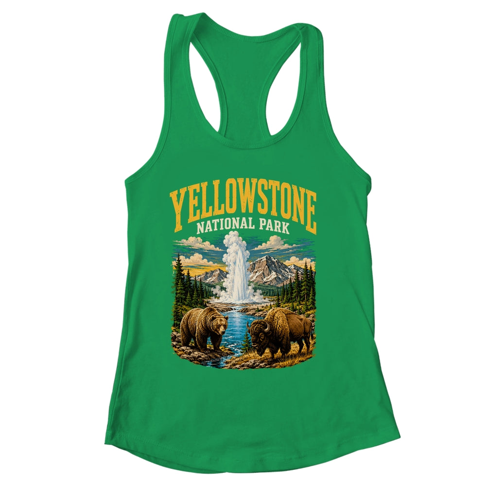 Yellowstone Us National Park Bear Wolf Bison Geyser Vintage Shirt & Tank Top | siriusteestore
