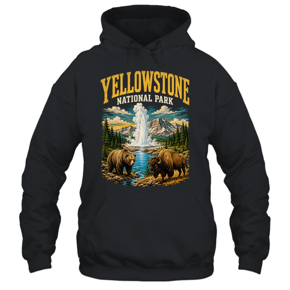 Yellowstone Us National Park Bear Wolf Bison Geyser Vintage Shirt & Tank Top | siriusteestore