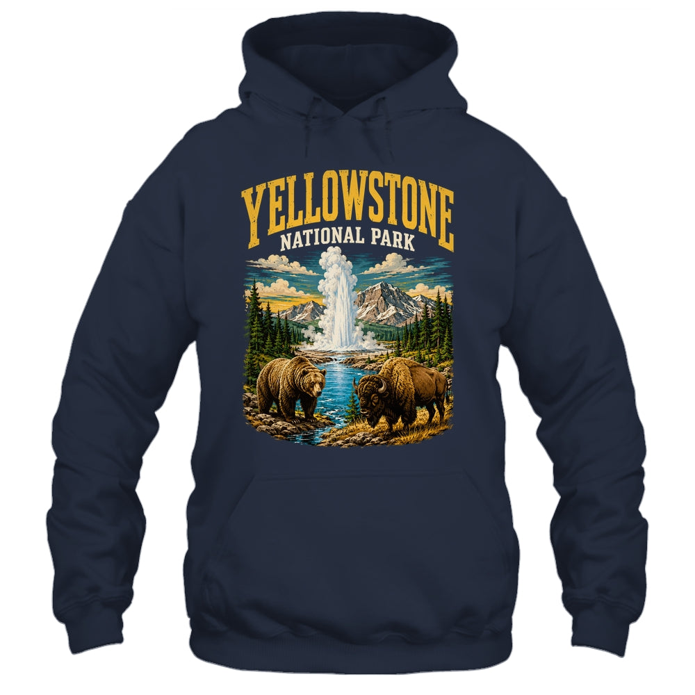 Yellowstone Us National Park Bear Wolf Bison Geyser Vintage Shirt & Tank Top | siriusteestore