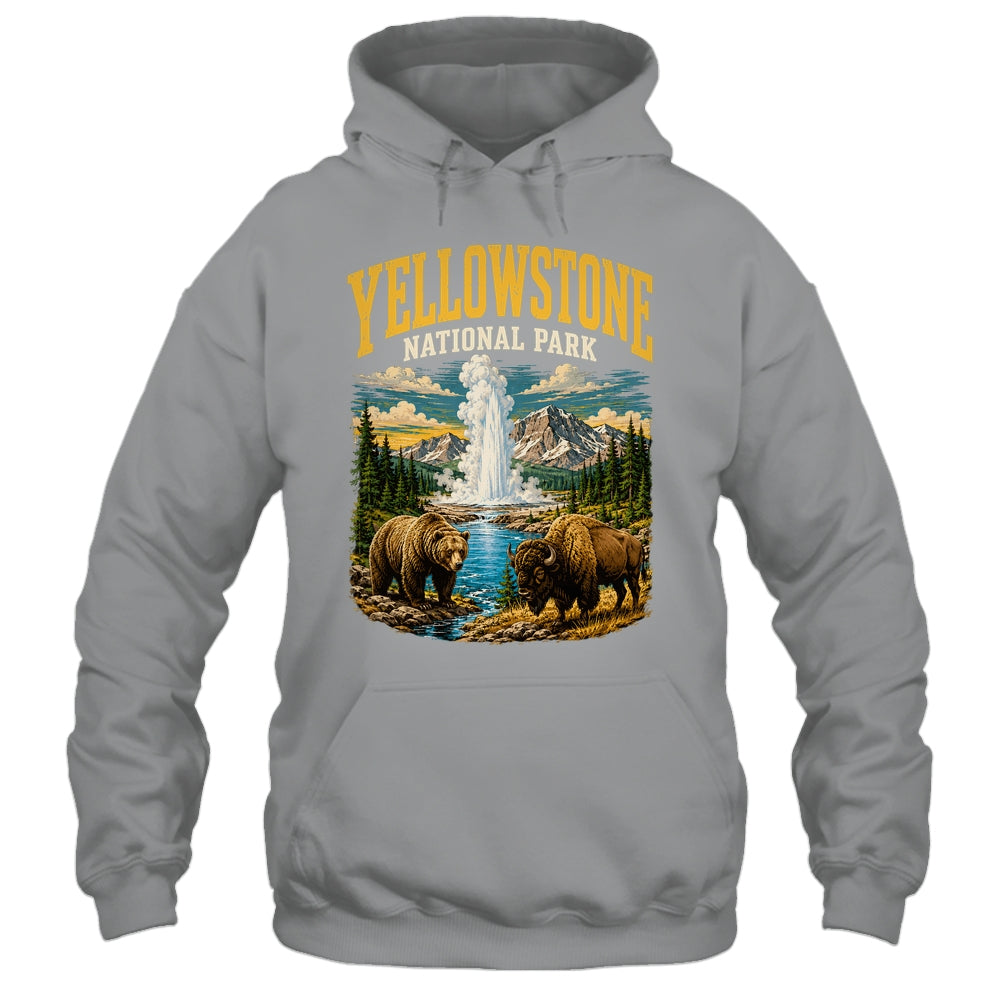 Yellowstone Us National Park Bear Wolf Bison Geyser Vintage Shirt & Tank Top | siriusteestore
