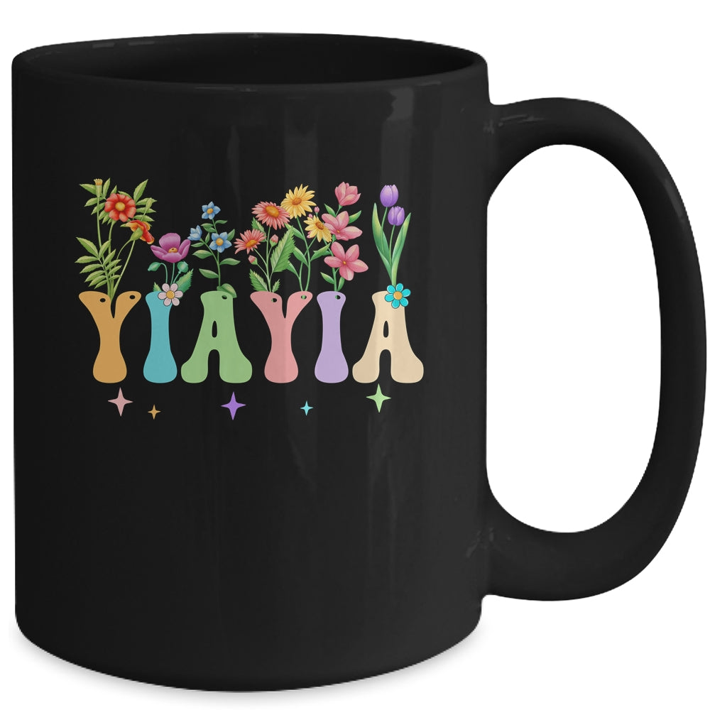 Yiayia Women Wildflower Floral Design Nana Mothers Day Mug | siriusteestore