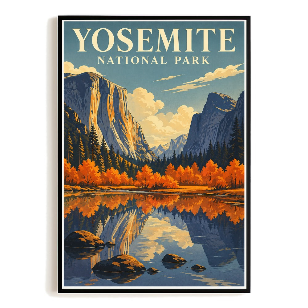 Yosemite National Park California Travel Gift Poster Vintage Half Dome Valley Landscape Wall Art Print Nature Adventure Souvenir Home Office Bedroom Decor Unframed | siriusteestore