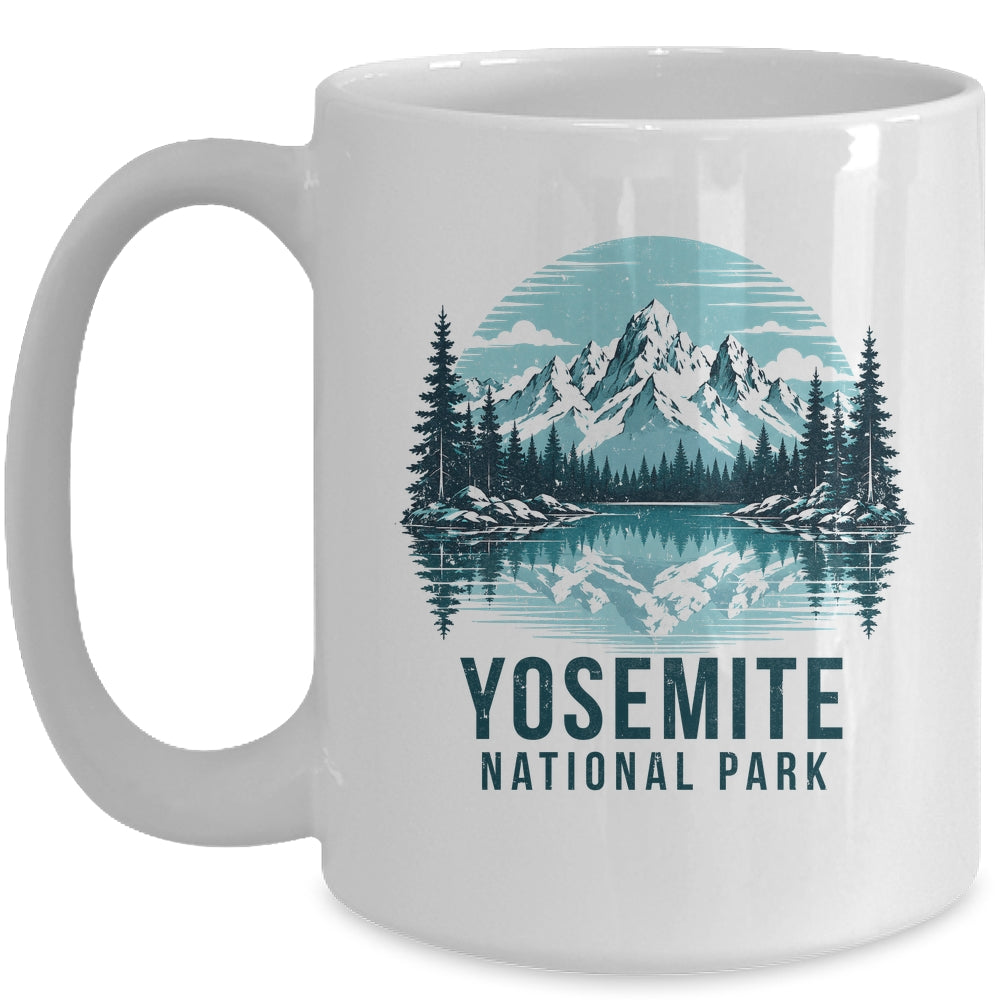 Yosemite National Park Retro Mountain Lake Outdoor Hiking Mug | siriusteestore