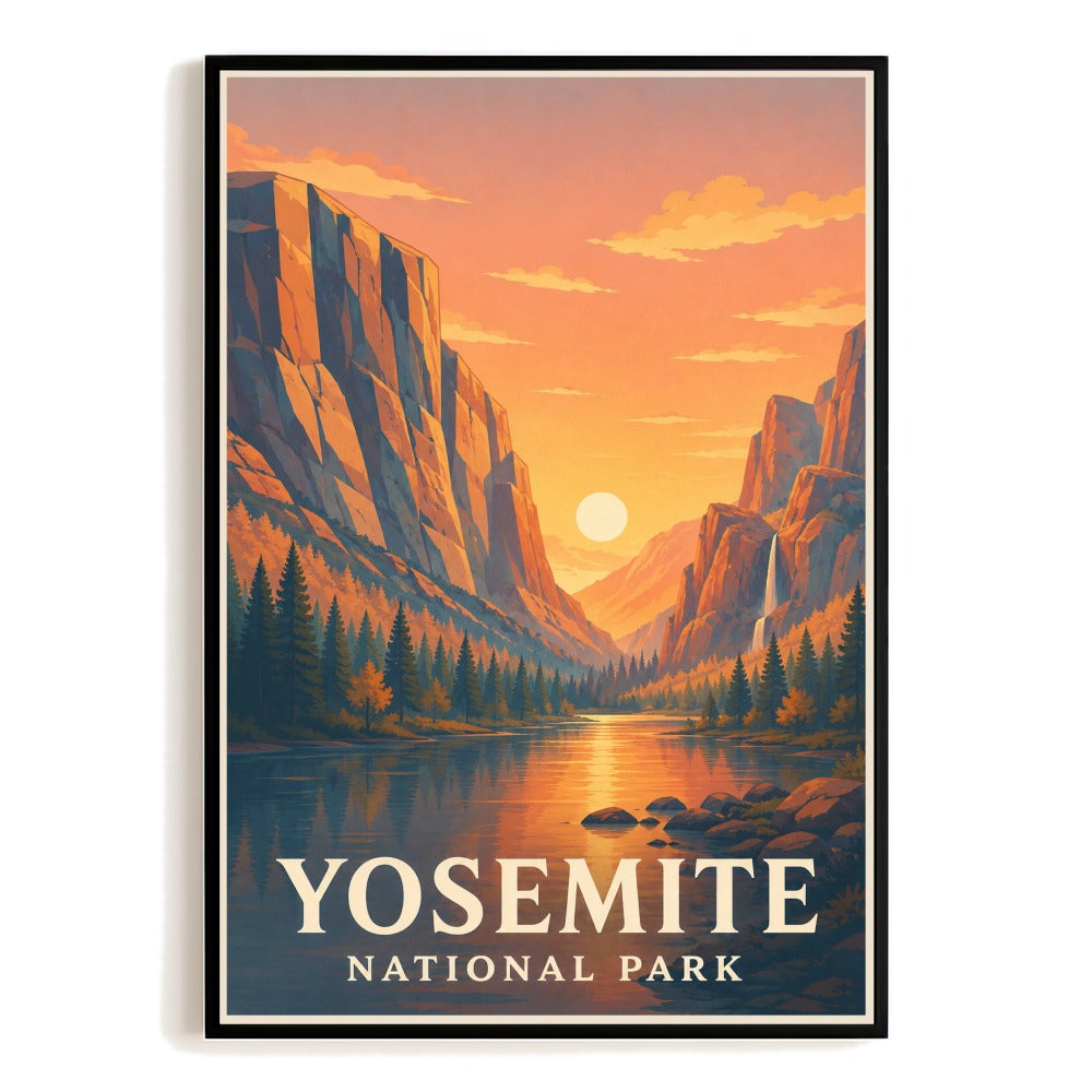 Yosemite National Park Travel Poster Vintage Adventure Souvenir Wall Art Landscape Print Painting Picture For Home Room Living Room Office Bedroom Decor Unframed | siriusteestore